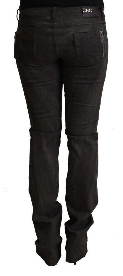 Costume National Ladies' Black Cotton Mid Waist Skinny Pants