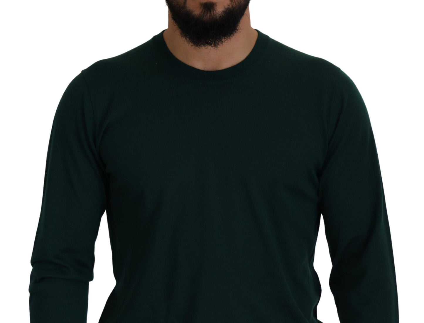 Green Cashmere Crewneck Pullover Sweater