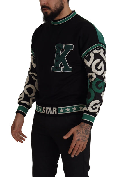 D&G Black Green Cotton KING Star Crewneck Pullover Sweater