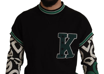 D&G Black Green Cotton KING Star Crewneck Pullover Sweater