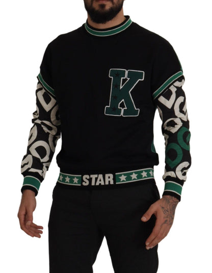 D&G Black Green Cotton KING Star Crewneck Pullover Sweater