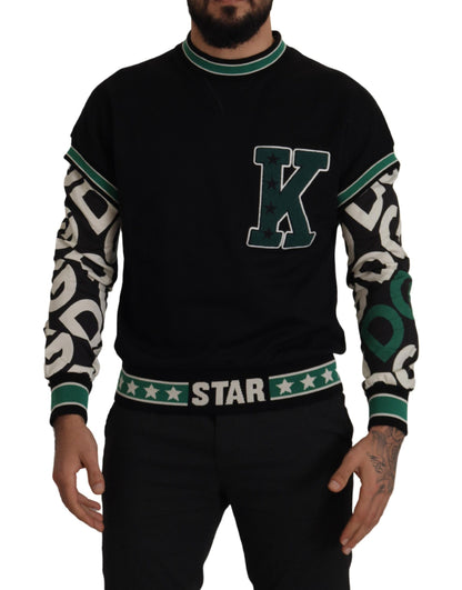 D&G Black Green Cotton KING Star Crewneck Pullover Sweater