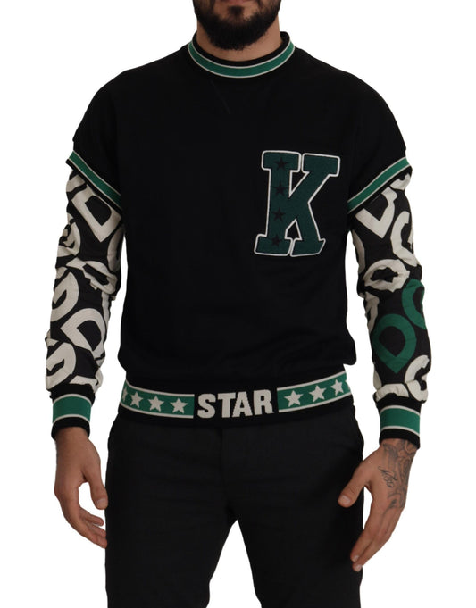 D&G Black Green Cotton KING Star Crewneck Pullover Sweater