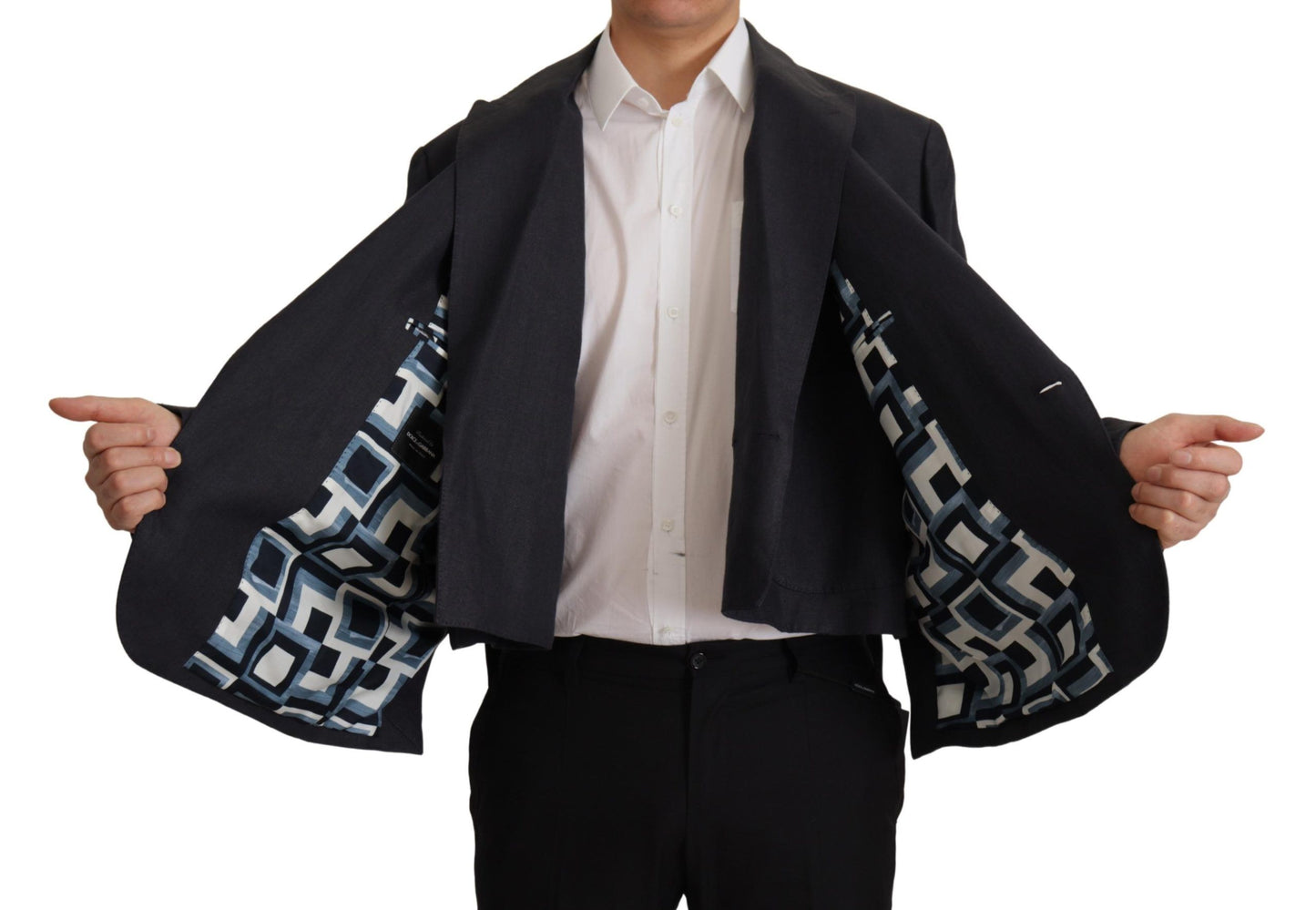 Dolce & Gabbana Men's Blue Linen Formal Blazer Jacket