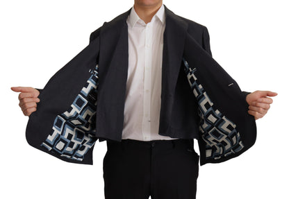 Dolce & Gabbana Men's Blue Linen Formal Blazer Jacket