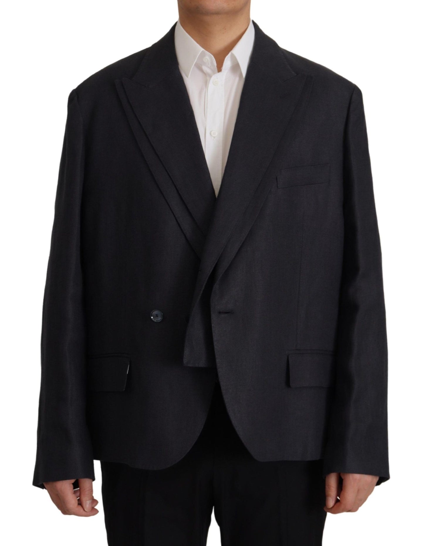 Dolce & Gabbana Men's Blue Linen Formal Blazer Jacket