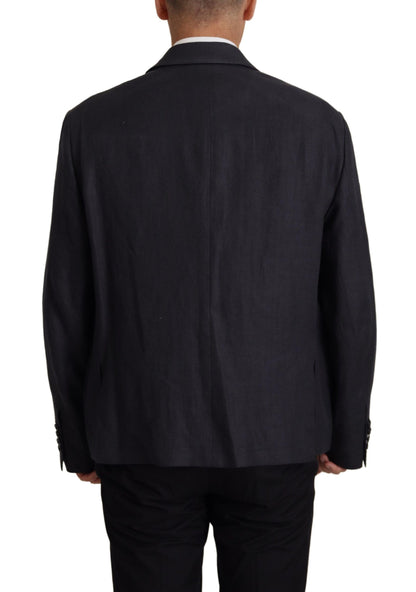 Dolce & Gabbana Men's Blue Linen Formal Blazer Jacket
