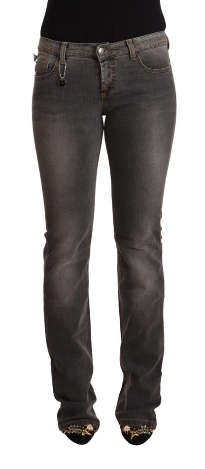 Costume National Ladies Grey Washed Low Waist Straight Denim Jeans