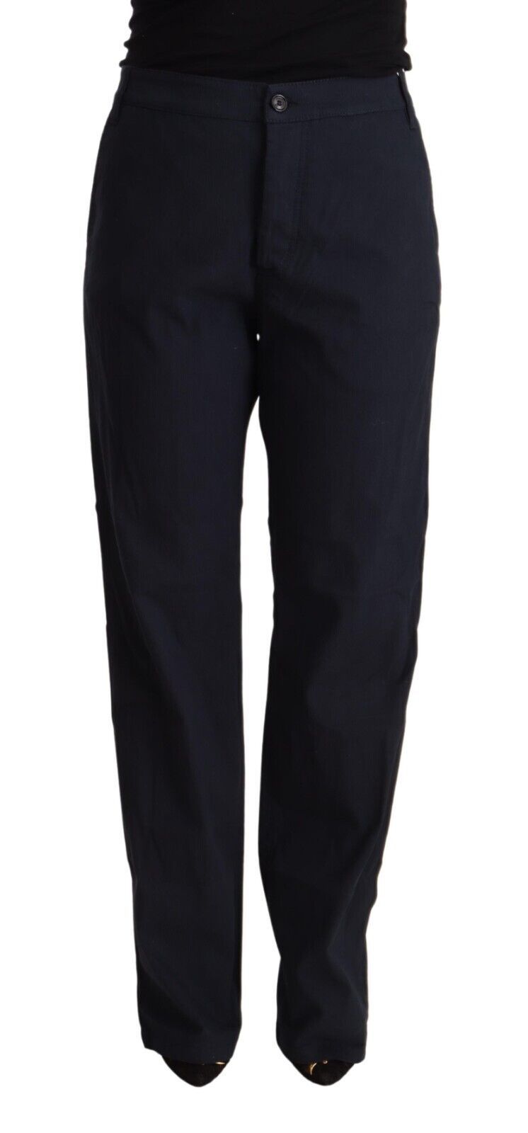 Exte Women's Black High Waist Tapered Cotton Pants