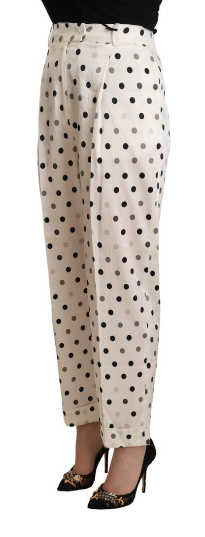 Ermanno Scervino Ladies' White Polka Dotted High Waist Tapered Pants