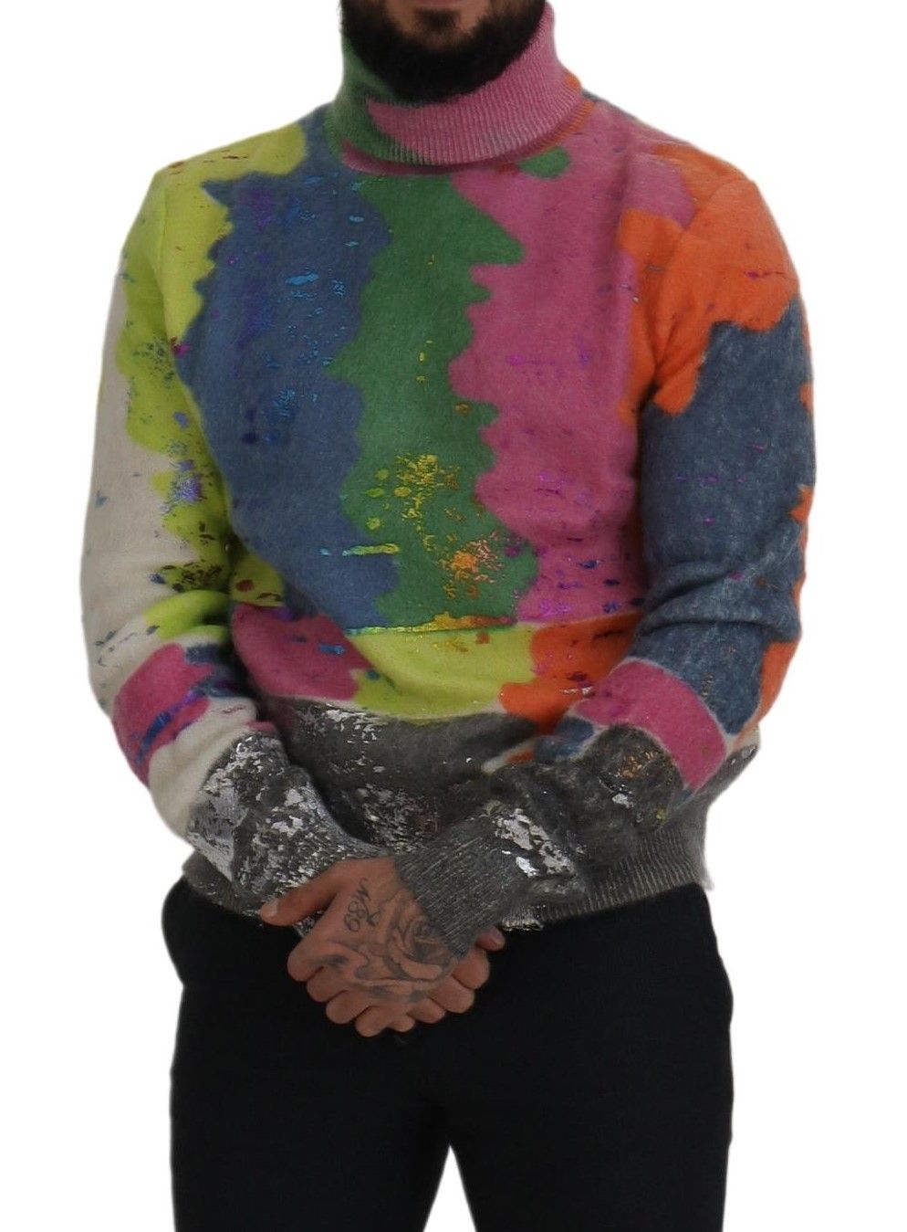 D&G Multicolor Turtleneck Pullover Mohair Sweater