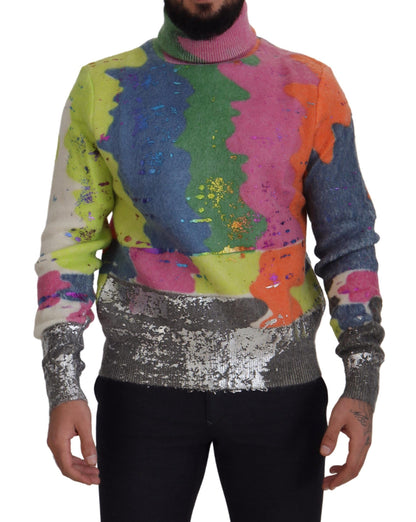D&G Multicolor Turtleneck Pullover Mohair Sweater