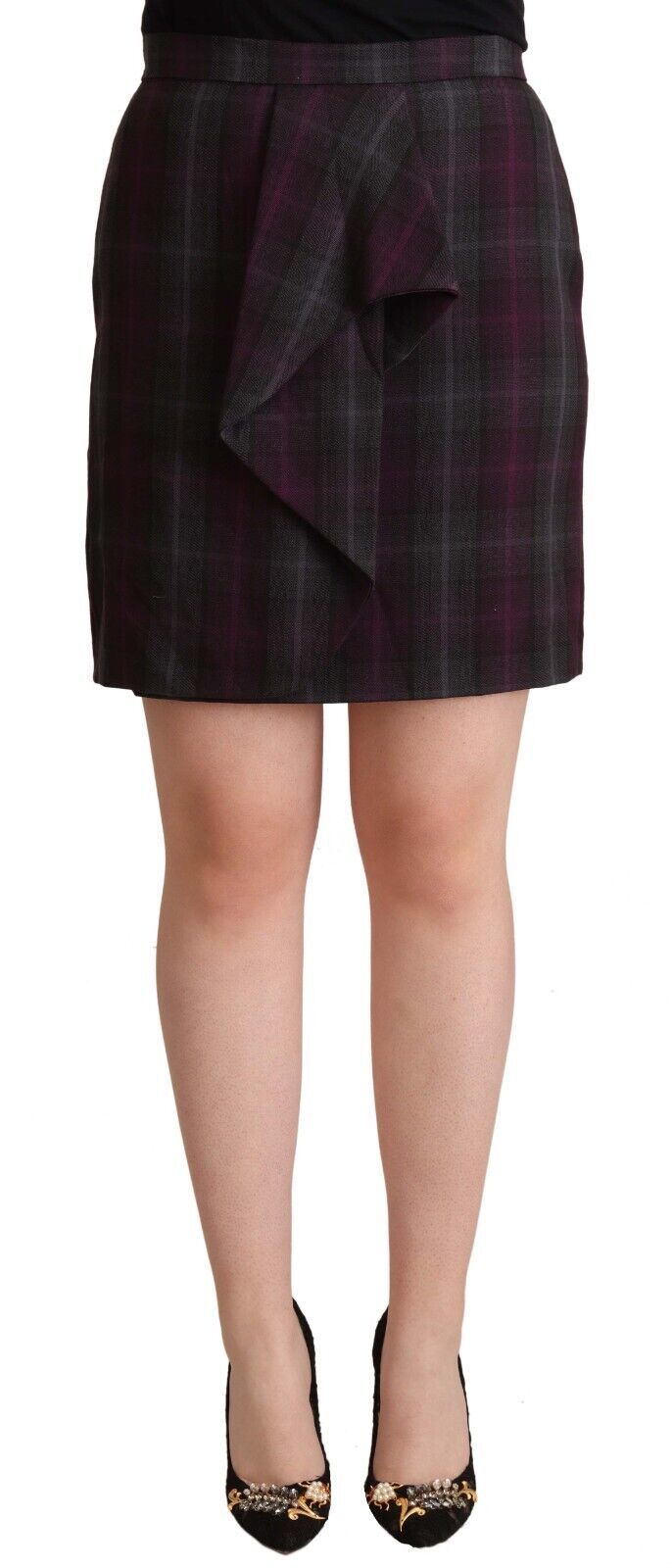 Bencivenga Multicolour Checkered Ruffle High Waist Mini Skirt