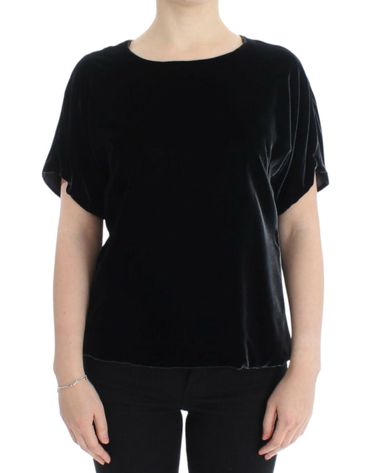 Black velvet shortsleeved blouse