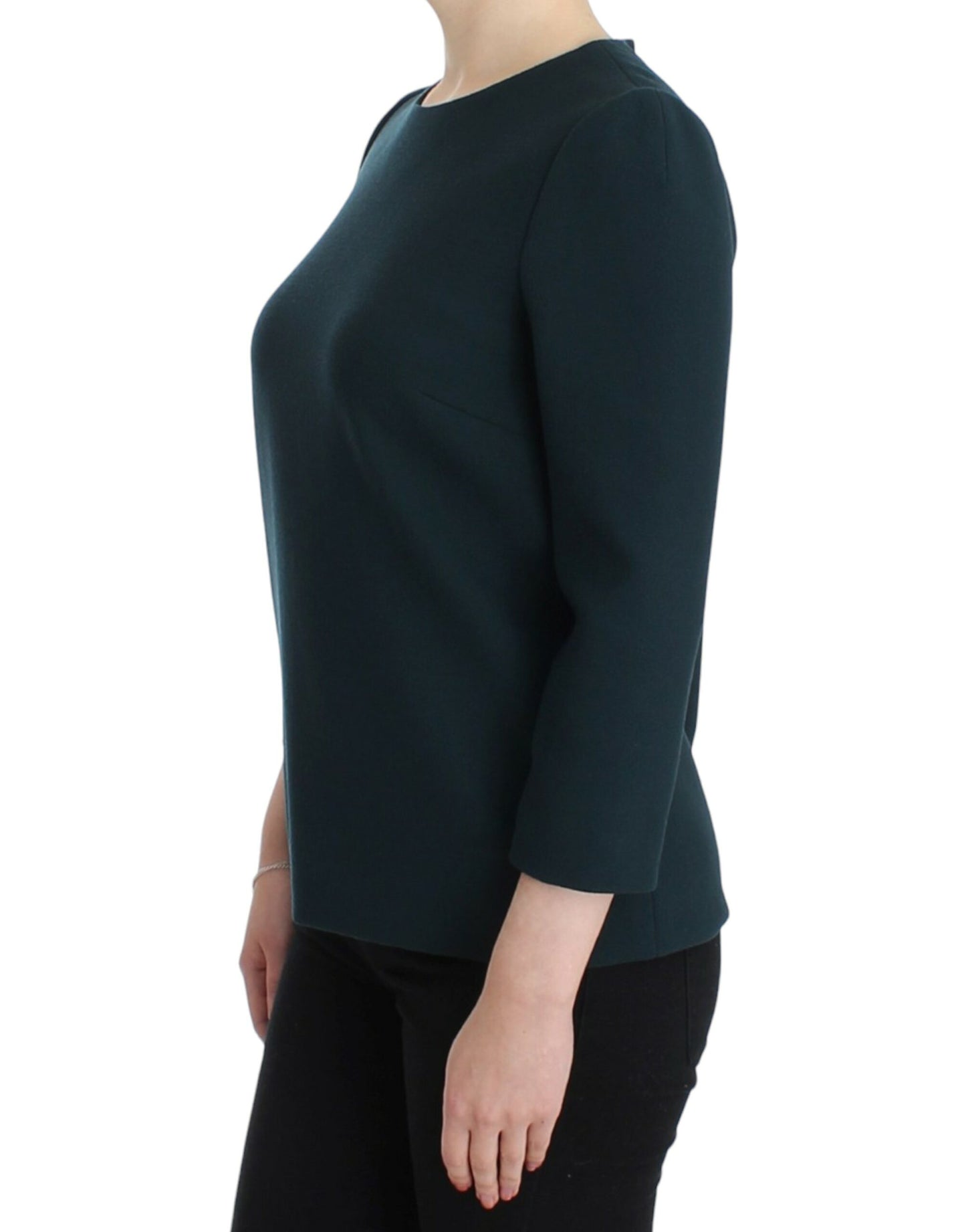 Green 3/4 sleeve wool blouse