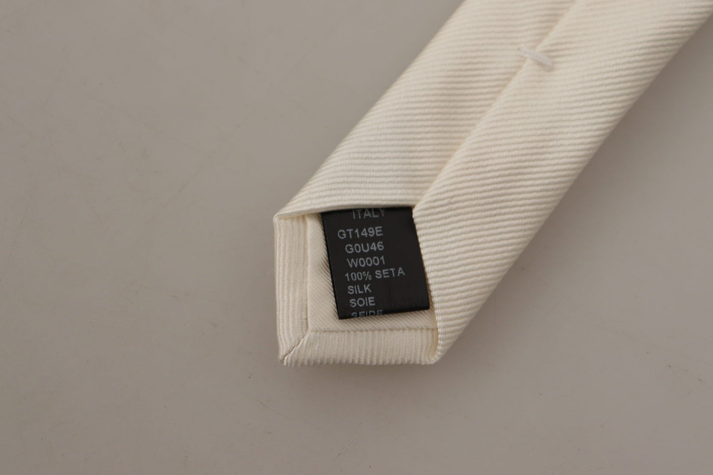 Dolce & Gabbana Off-White 100% Silk Slim Adjustable  Accessory Necktie