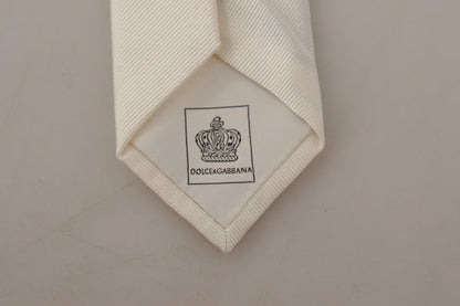 Dolce & Gabbana Off-White 100% Silk Slim Adjustable  Accessory Necktie