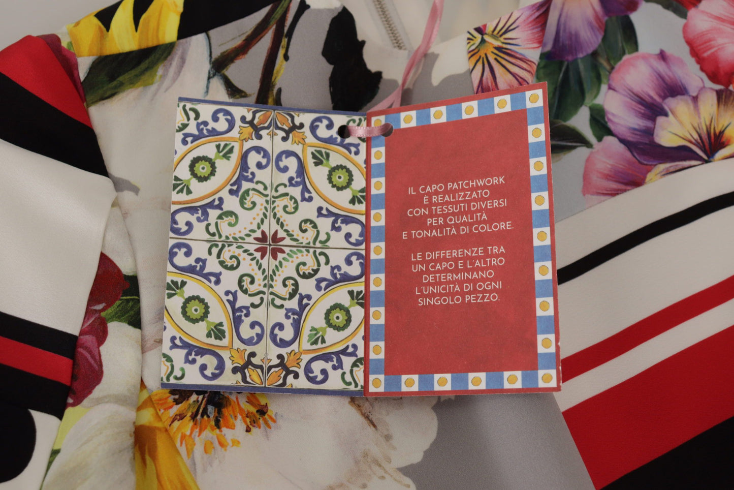 D&G Multicolor Charmeuse Floral Sheath Jaquard Pachwork Dress