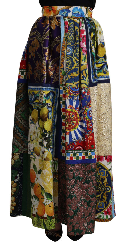 Dolce & Gabbana Multicolour Patchwork Sicily Long Maxi Skirt