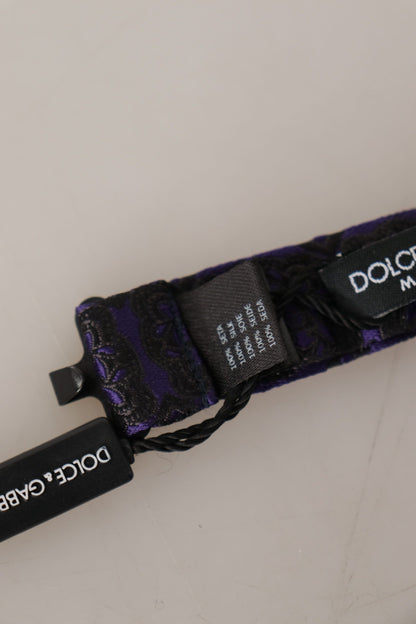 Dolce & Gabbana Blue Geometric Silk Adjustable Neck Papillon Tie