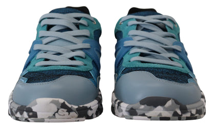 Dolce & Gabbana Men's Low Top PVC Polyester & Calf Leather Sneakers - Black Blue Gray