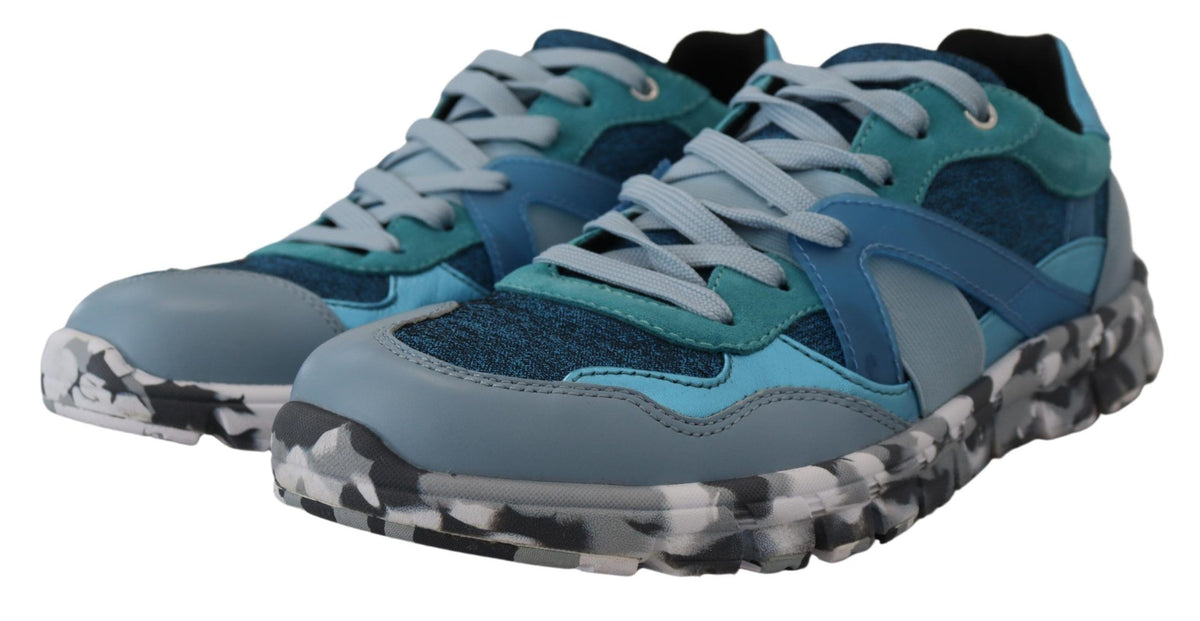 Dolce & Gabbana Men's Low Top PVC Polyester & Calf Leather Sneakers - Black Blue Gray
