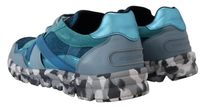 Dolce & Gabbana Men's Low Top PVC Polyester & Calf Leather Sneakers - Black Blue Gray