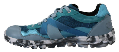 Dolce & Gabbana Men's Low Top PVC Polyester & Calf Leather Sneakers - Black Blue Gray