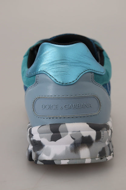 Dolce & Gabbana Men's Low Top PVC Polyester & Calf Leather Sneakers - Black Blue Gray