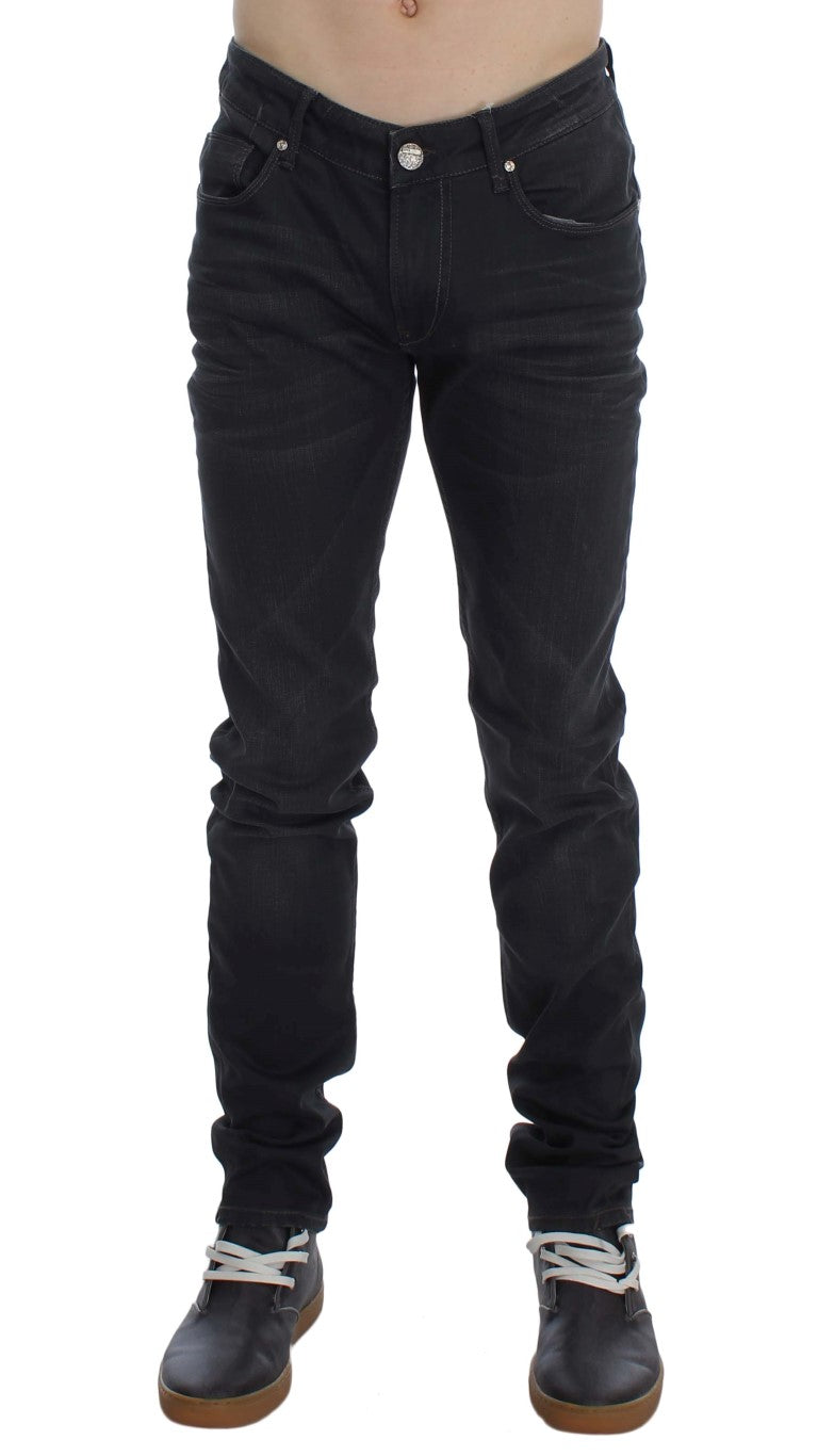 Grey Cotton Stretch Slim Fit Jeans