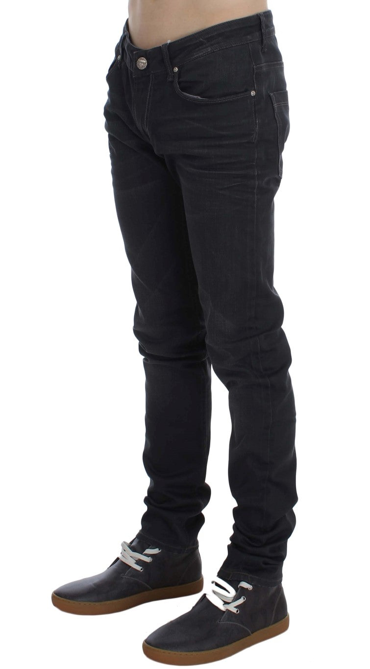 Grey Cotton Stretch Slim Fit Jeans