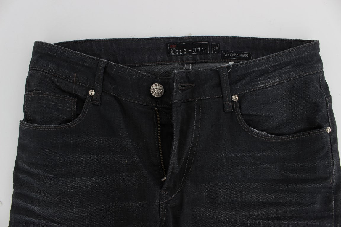 Grey Cotton Stretch Slim Fit Jeans
