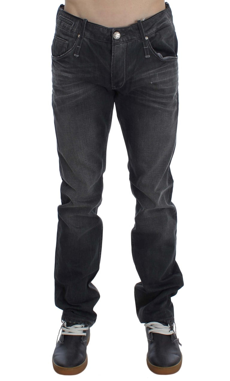 Grey Cotton Regular Low Fit Jeans