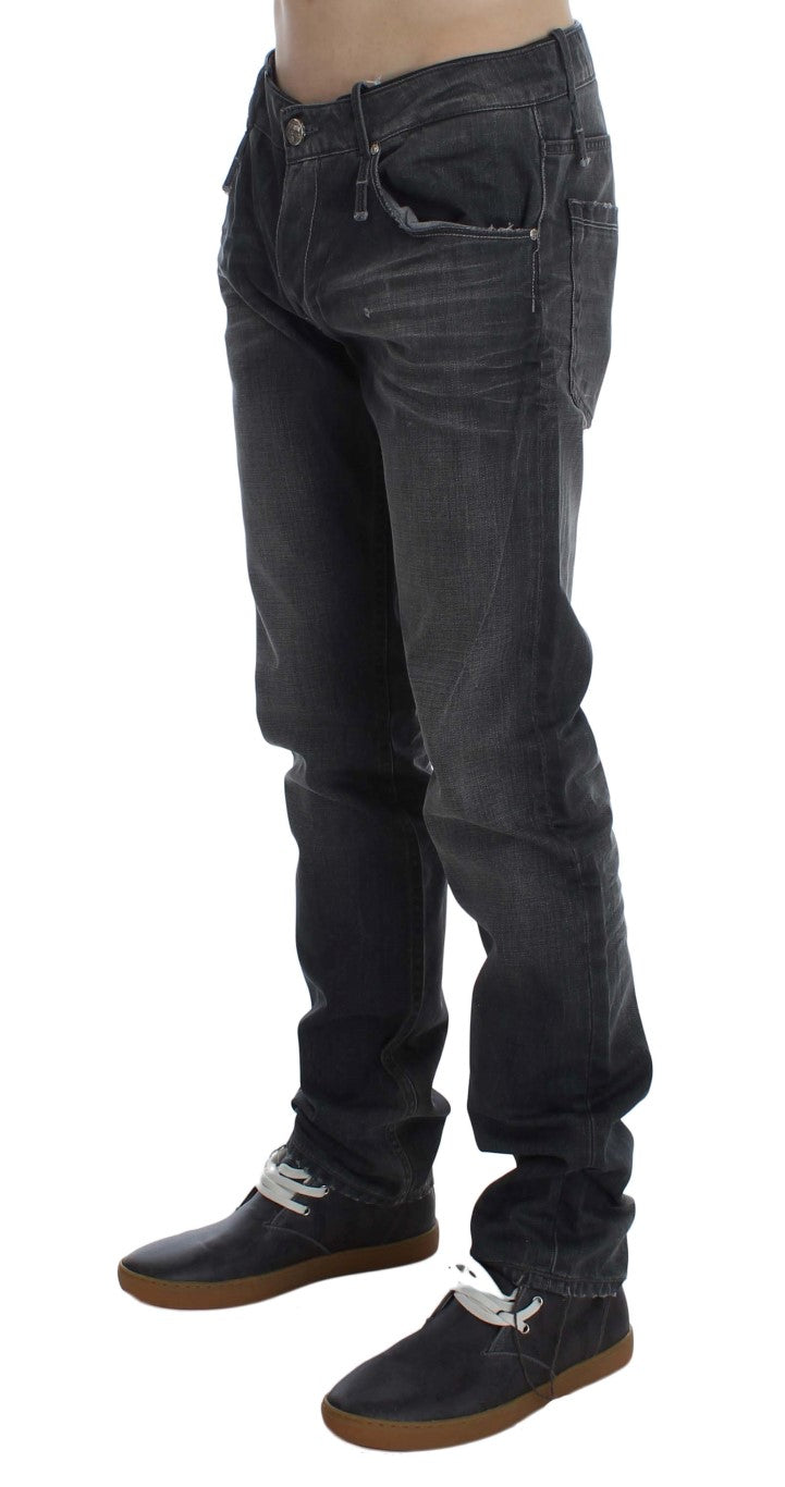 Grey Cotton Regular Low Fit Jeans