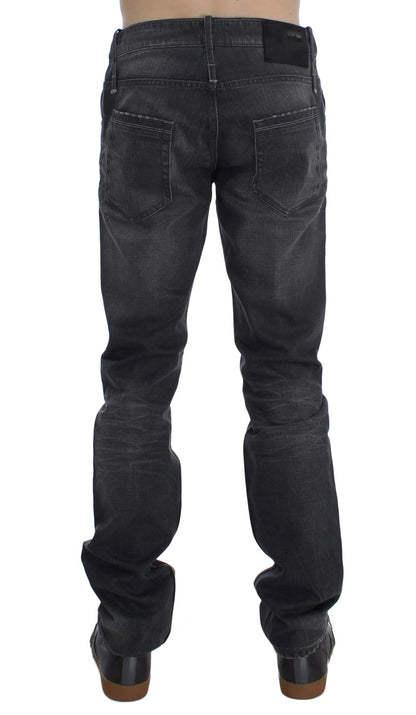 Grey Cotton Regular Low Fit Jeans