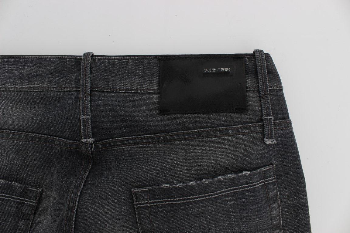 Grey Cotton Regular Low Fit Jeans