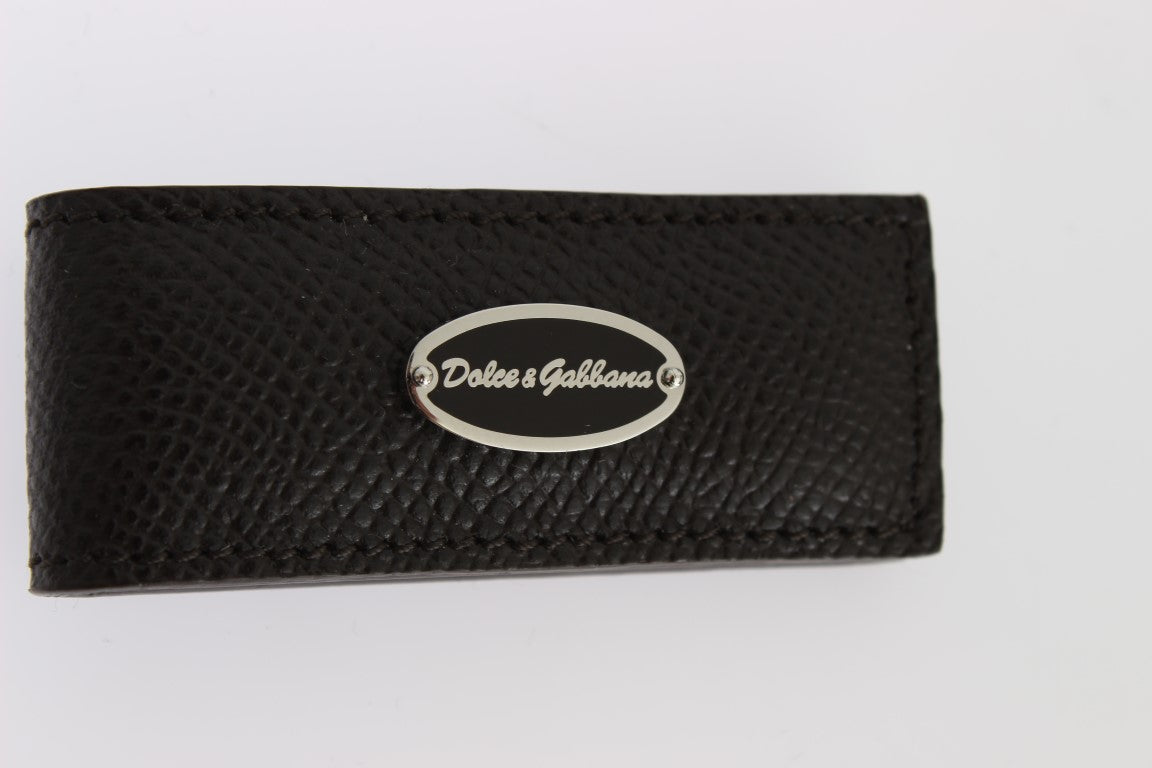 Dolce & Gabbana Brown Leather Magnet Money Clip