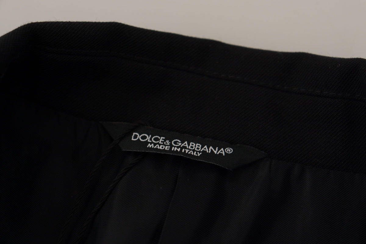 Dolce & Gabbana Men's Double Breasted Virgin Wool Polyester & Cupro Blazer - Black