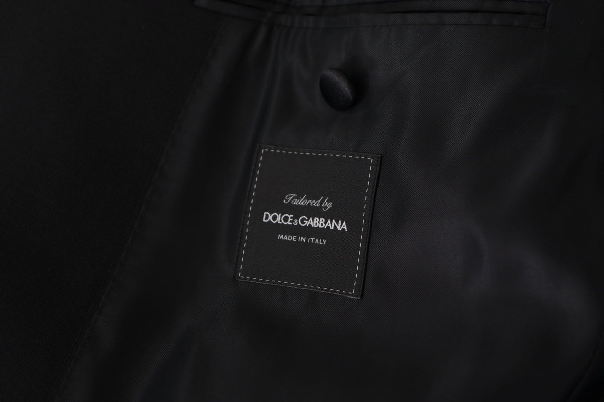 Dolce & Gabbana Men's Double Breasted Virgin Wool Polyester & Cupro Blazer - Black