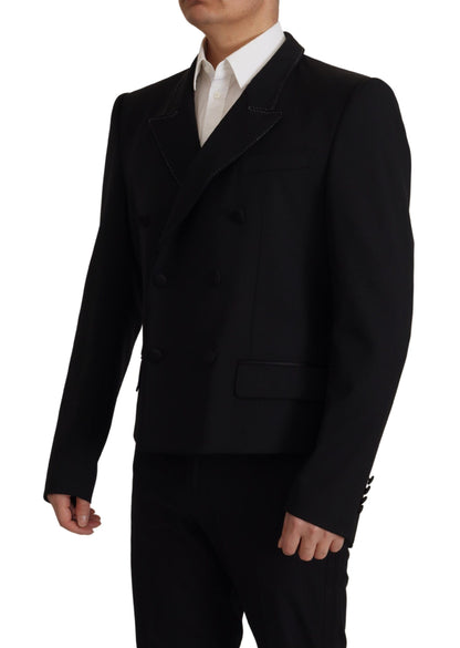 Dolce & Gabbana Men's Double Breasted Virgin Wool Polyester & Cupro Blazer - Black