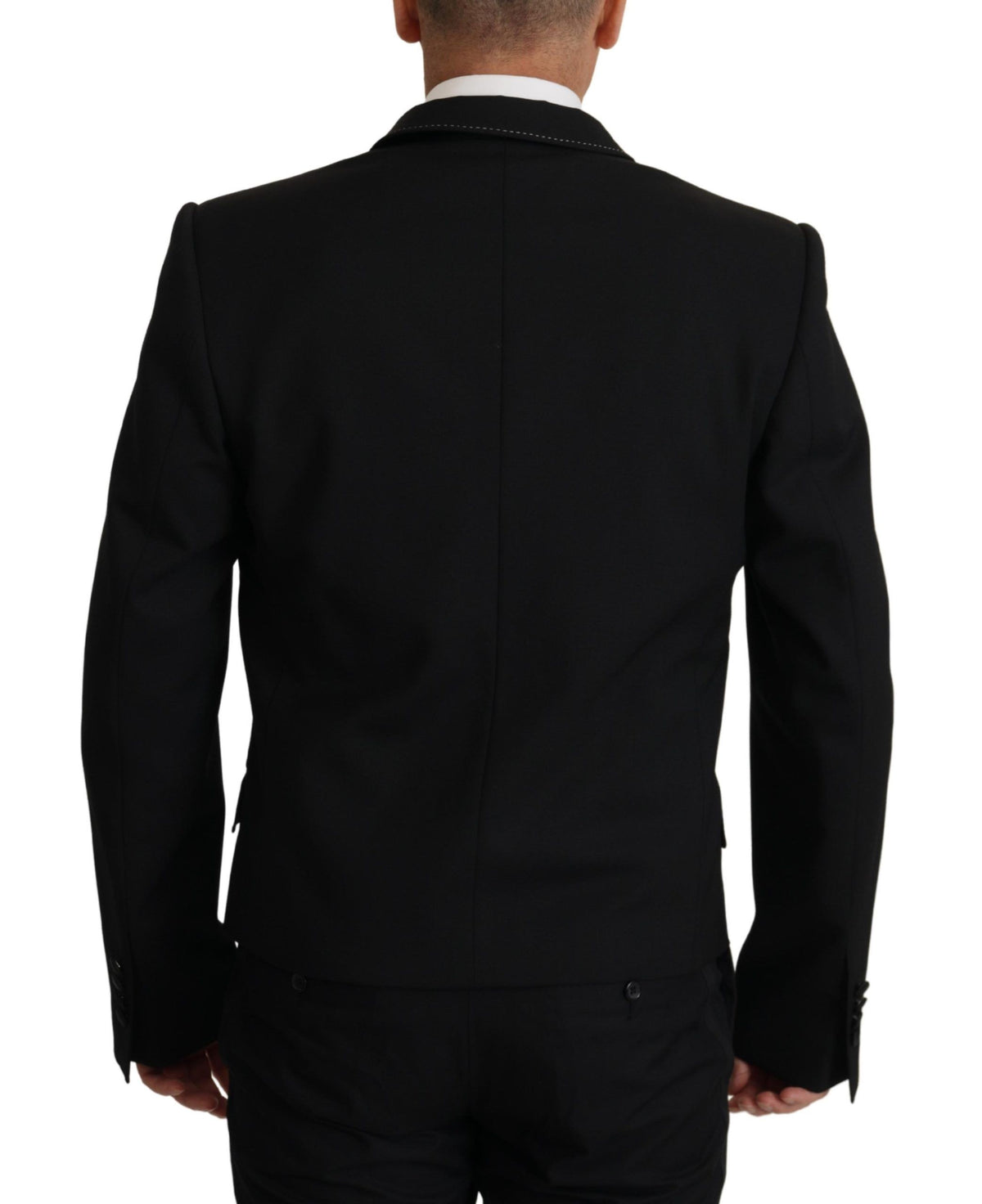Dolce & Gabbana Men's Double Breasted Virgin Wool Polyester & Cupro Blazer - Black