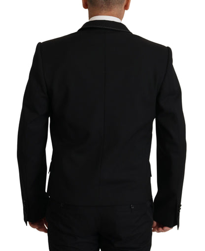 Dolce & Gabbana Men's Double Breasted Virgin Wool Polyester & Cupro Blazer - Black