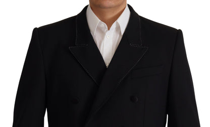 Dolce & Gabbana Men's Double Breasted Virgin Wool Polyester & Cupro Blazer - Black