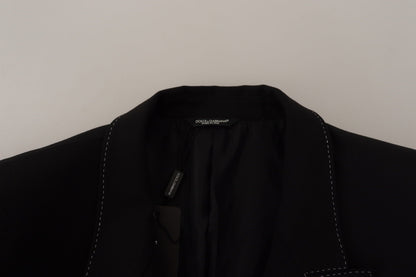 Dolce & Gabbana Men's Double Breasted Virgin Wool Polyester & Cupro Blazer - Black