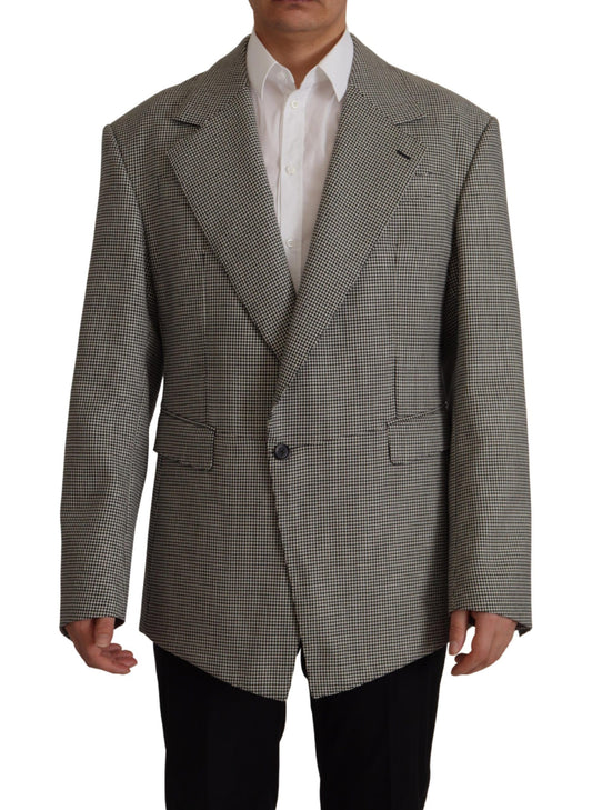 Dolce & Gabbana Men's Single Breasted Virgin Wool & Silk Blazer - Gray Checkered