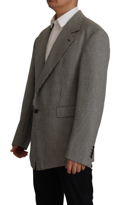 Dolce & Gabbana Men's Single Breasted Virgin Wool & Silk Blazer - Gray Checkered