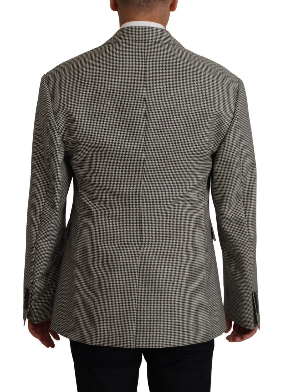 Dolce & Gabbana Men's Single Breasted Virgin Wool & Silk Blazer - Gray Checkered