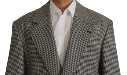 Dolce & Gabbana Men's Single Breasted Virgin Wool & Silk Blazer - Gray Checkered
