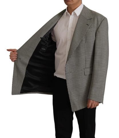 Dolce & Gabbana Men's Single Breasted Virgin Wool & Silk Blazer - Gray Checkered