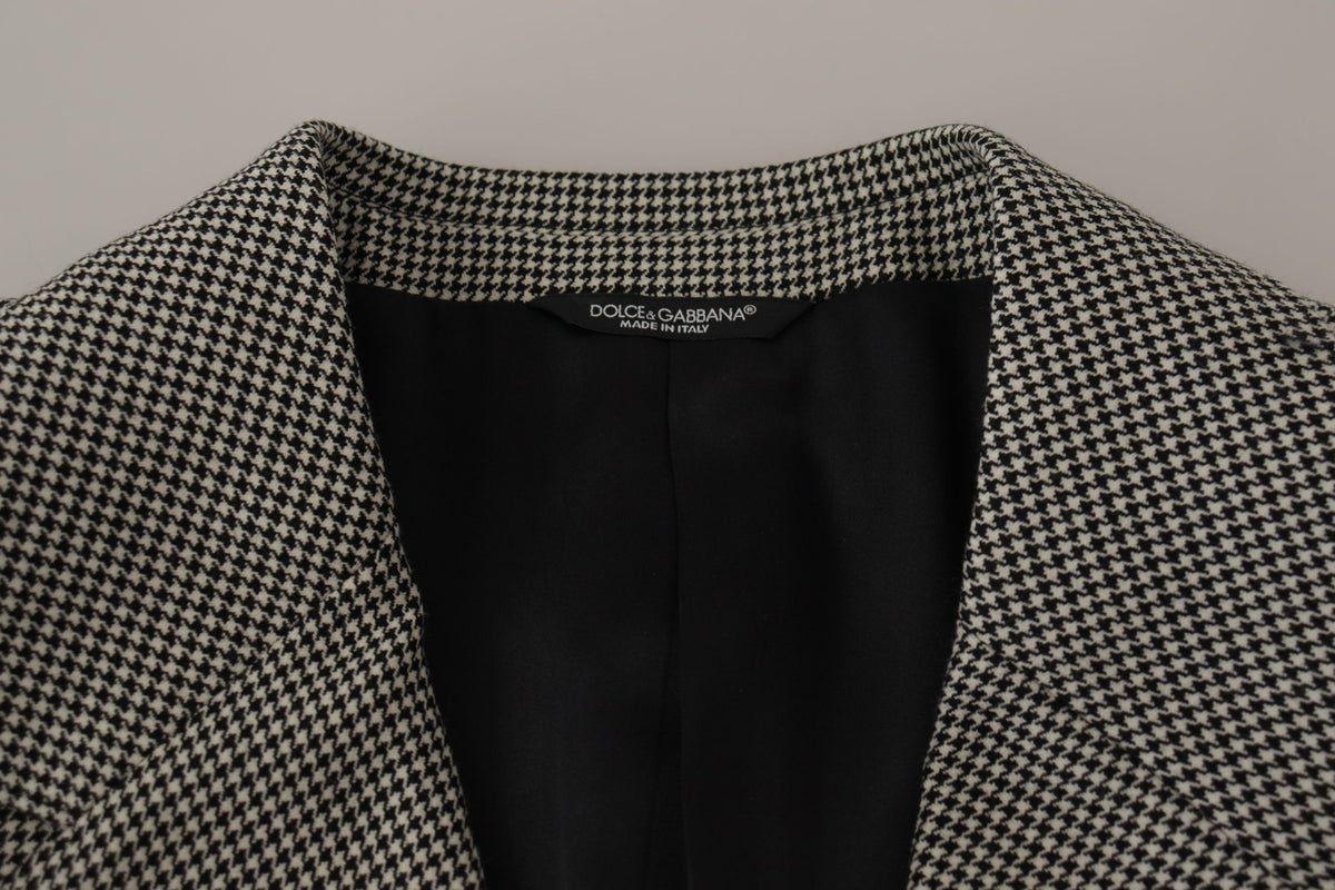 Dolce & Gabbana Men's Single Breasted Virgin Wool & Silk Blazer - Gray Checkered